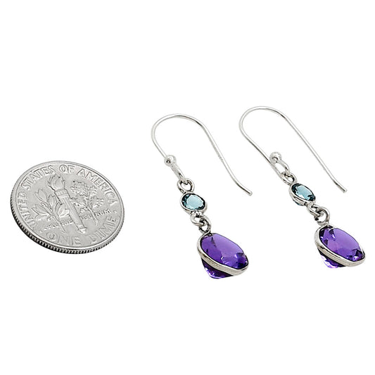 African Amethyst and London Blue Topaz Earrings E-1002 SDE91140
