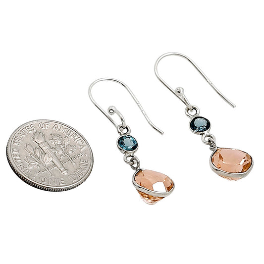Peach Morganite and London Blue Topaz Earrings E-1002 SDE91143