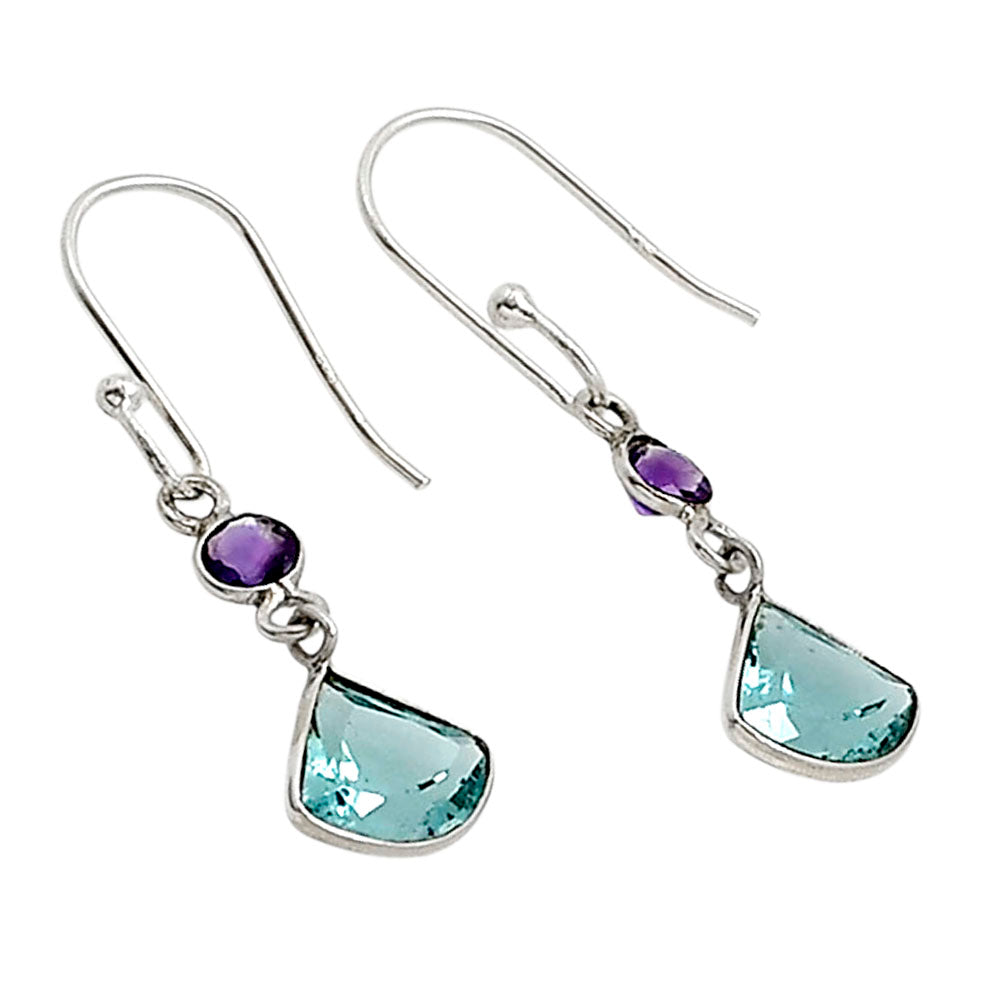 Lab Created Paraiba Tourmaline and Amethyst Earrings E-1006 SDE91162