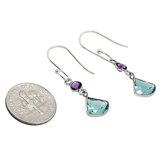 Lab Created Paraiba Tourmaline and Amethyst Earrings E-1002 SDE91163