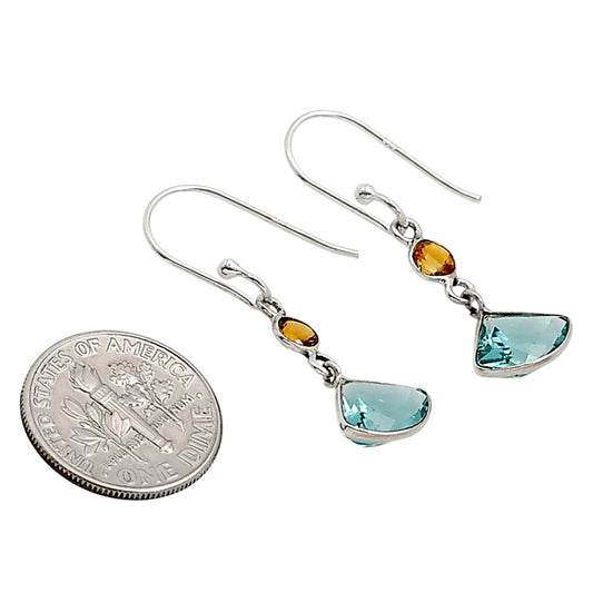 Lab Created Paraiba Tourmaline and Citrine Earrings E-1002 SDE91164