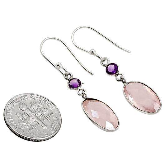 Rose Quartz and Amethyst Earrings E-1002 SDE91192