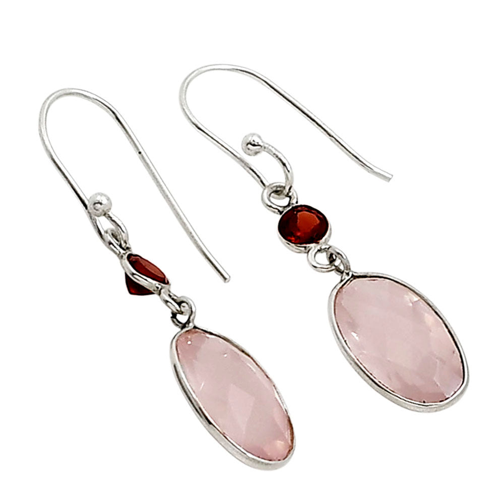 Rose Quartz and Garnet Earrings E-1006 SDE91194