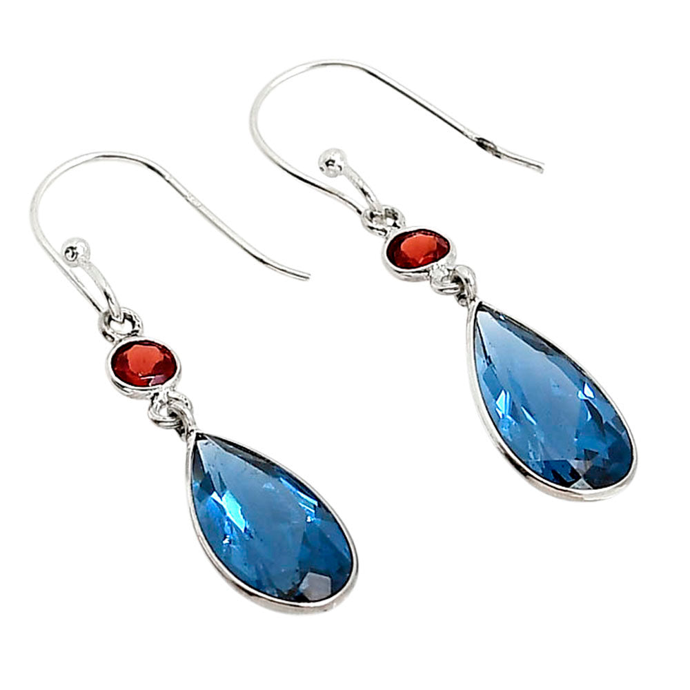 London Blue Topaz and Garnet Earrings E-1006 SDE91204