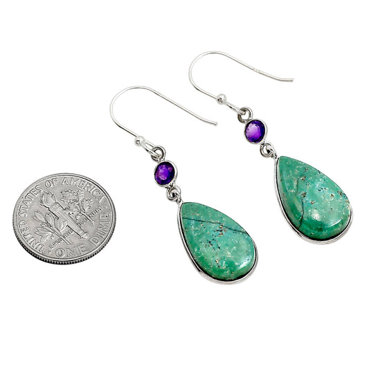 Kingman Copper Teal Turquoise and Amethyst Earrings E-1002 SDE91340