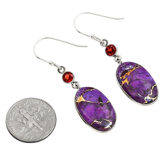 Copper Purple Turquoise and Garnet Earrings E-1002 SDE91360
