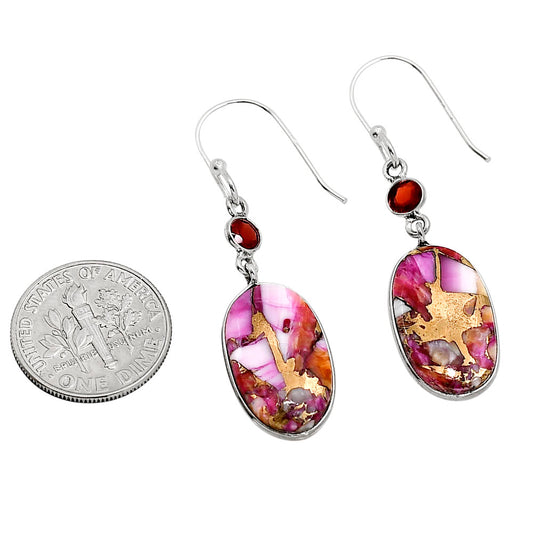 Kingman Orange Dahlia Turquoise and Garnet Earrings E-1002 SDE91382