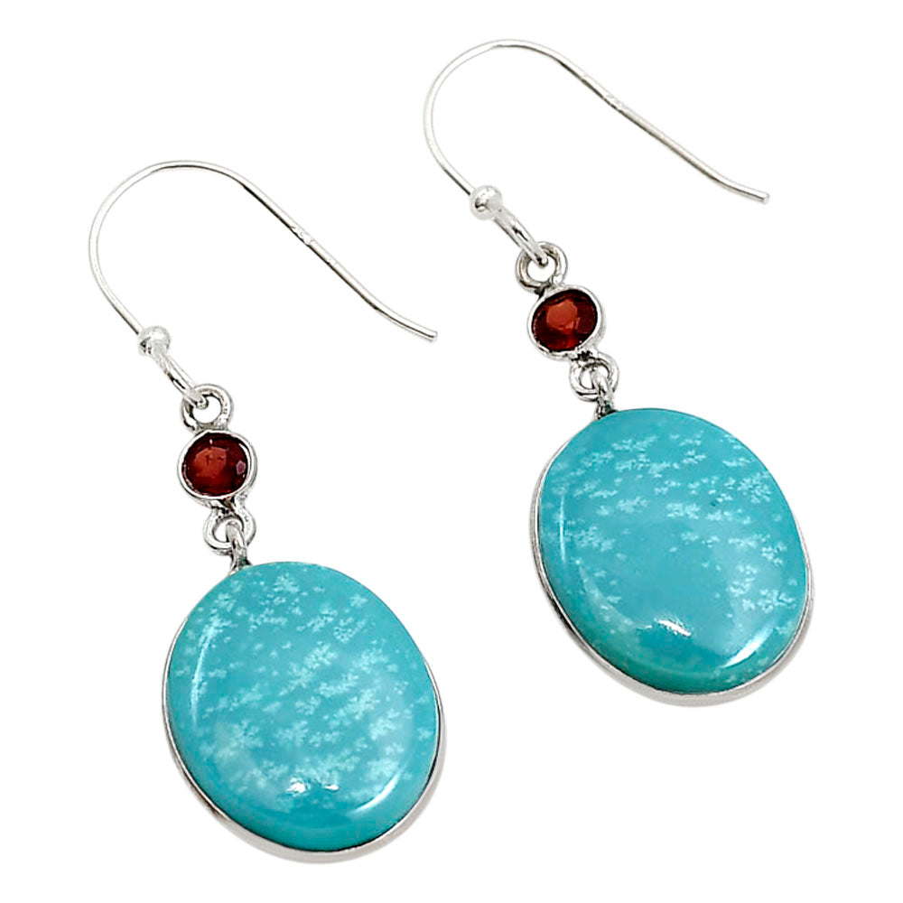 Natural Rare Turquoise Nevada Aztec Mt and Garnet Earrings E-1002 SDE91389