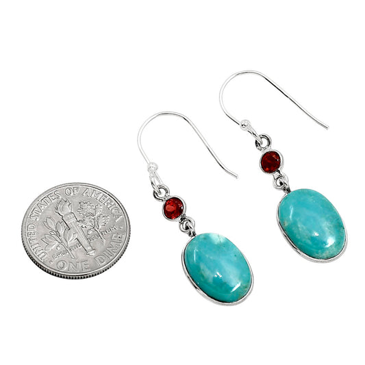 Natural Rare Turquoise Nevada Aztec Mt and Garnet Earrings E-1002 SDE91392