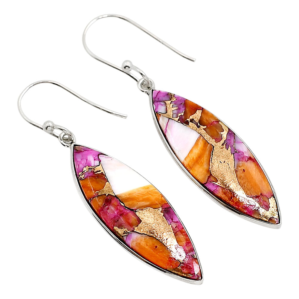 Kingman Orange Dahlia Turquoise Earrings E-1001 SDE91508