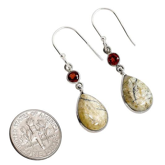 Authentic White Buffalo Turquoise Nevada and Garnet Earrings E-1002 SDE91597