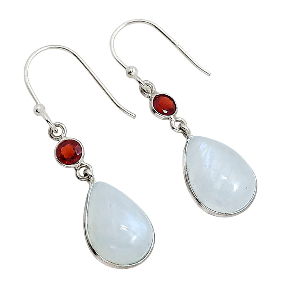 Rainbow Moonstone and Garnet Earrings E-1002 SDE91619