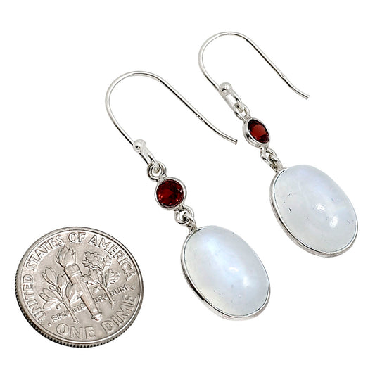 Rainbow Moonstone and Garnet Earrings E-1002 SDE91623