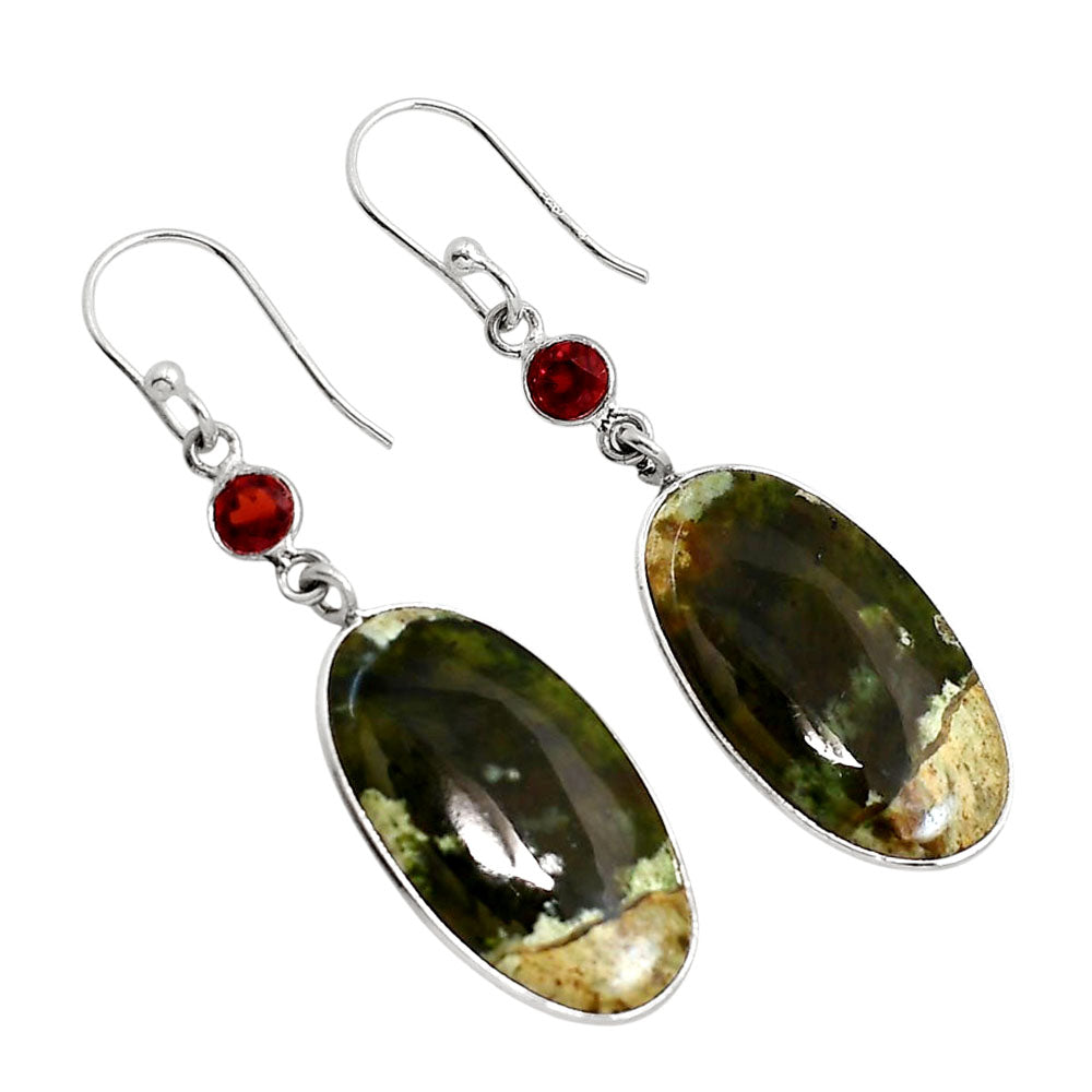 Chrome Chalcedony and Garnet Earrings E-1002 SDE91625