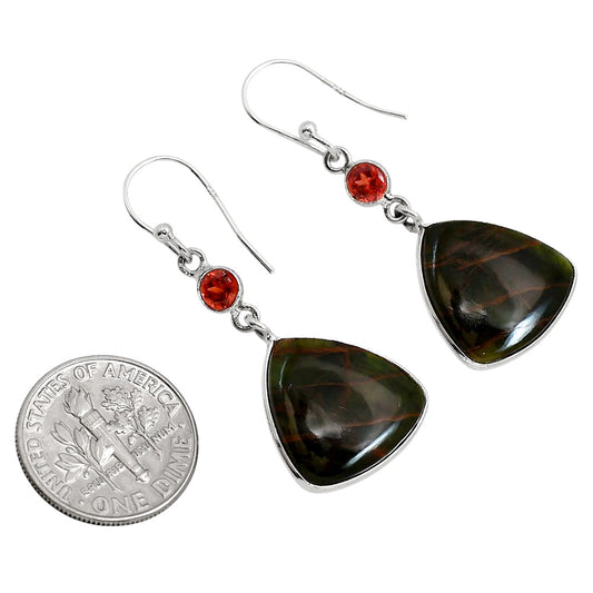 Turkish Rainforest Chrysocolla and Garnet Earrings E-1002 SDE91631