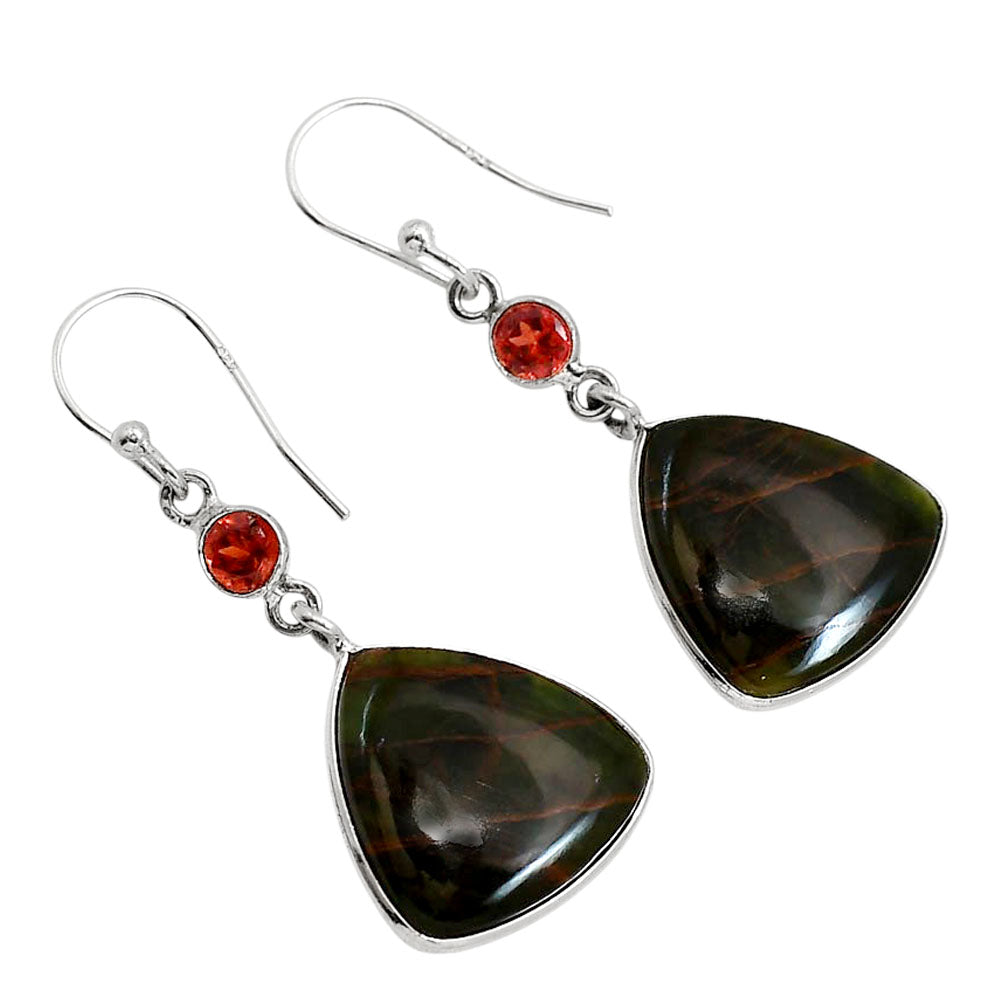Turkish Rainforest Chrysocolla and Garnet Earrings E-1002 SDE91631