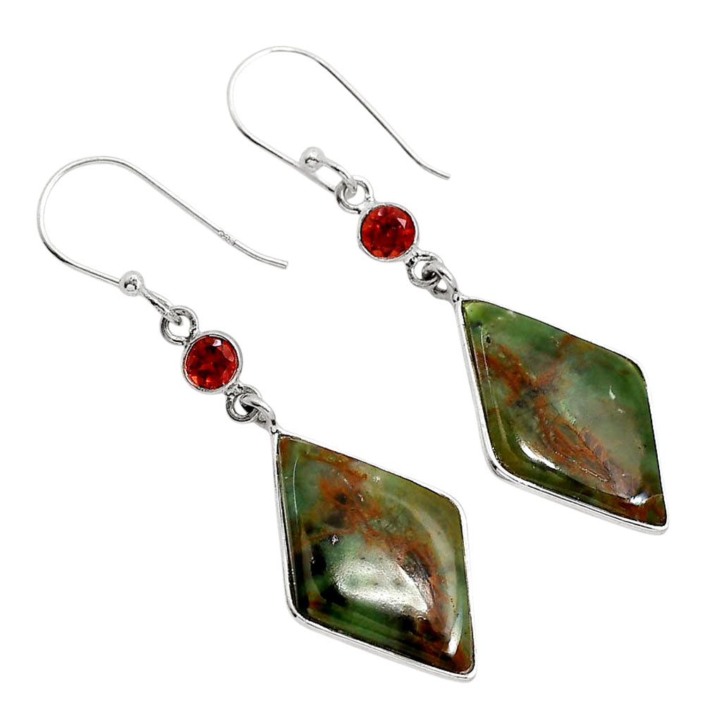 Chrome Chalcedony and Garnet Earrings E-1002 SDE91632