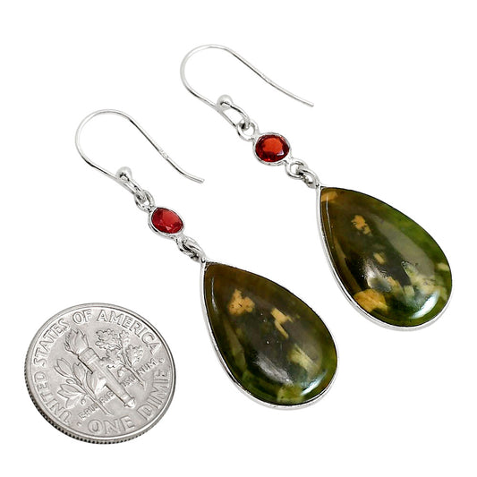 Chrome Chalcedony and Garnet Earrings E-1002 SDE91641