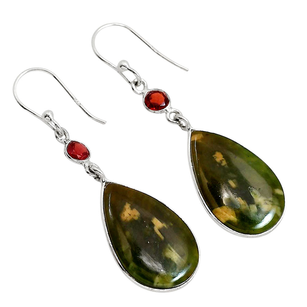 Chrome Chalcedony and Garnet Earrings E-1002 SDE91641