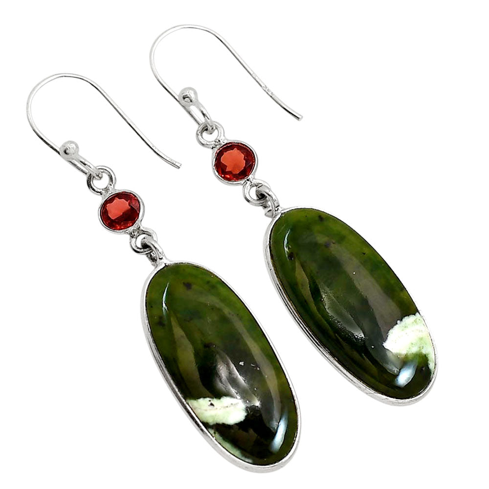 Chrome Chalcedony and Garnet Earrings E-1002 SDE91642