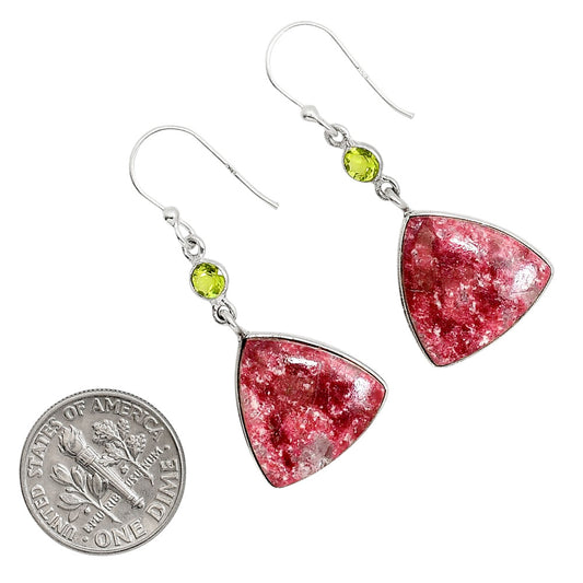 Pink Thulite and Peridot Earrings E-1002 SDE91661