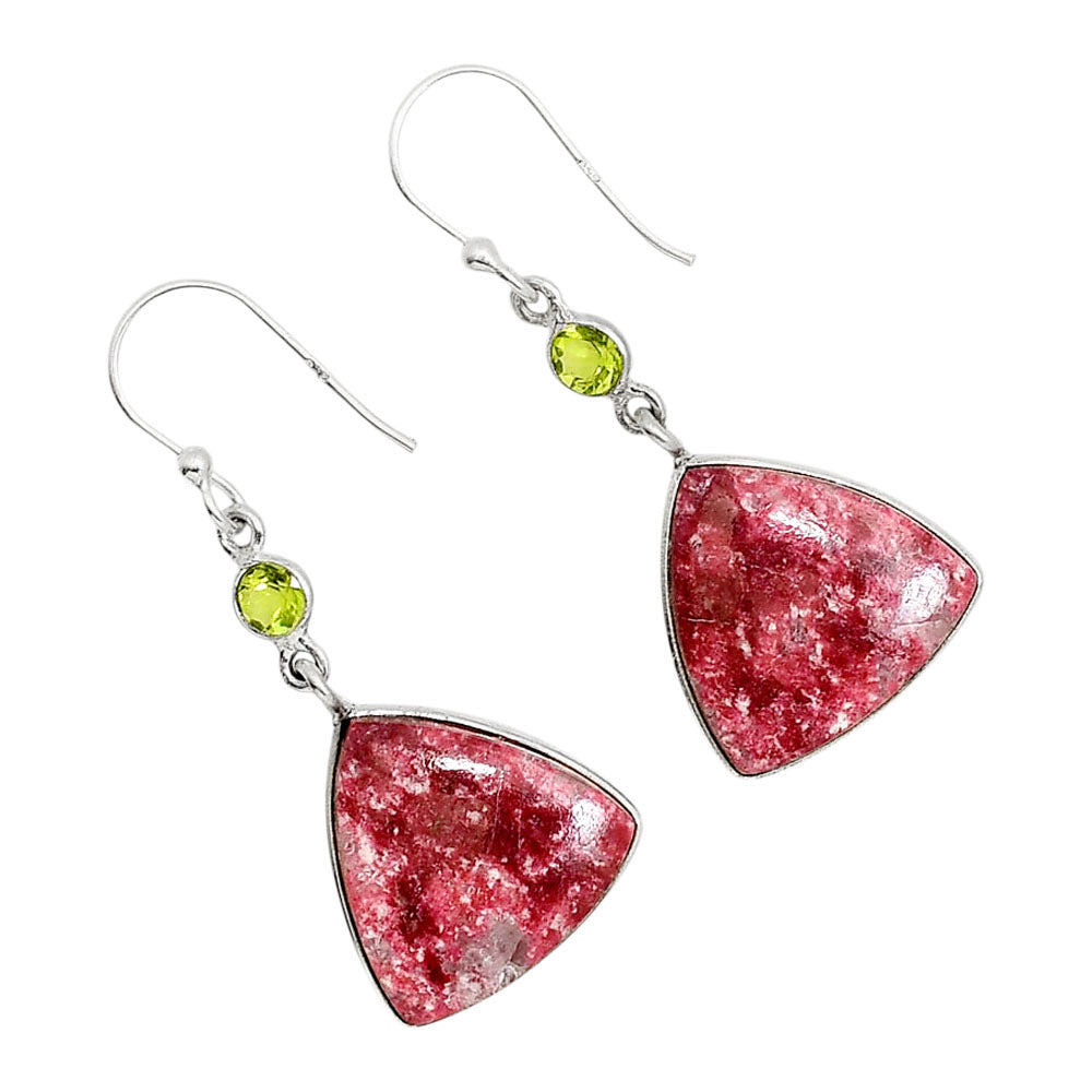 Pink Thulite and Peridot Earrings E-1002 SDE91661