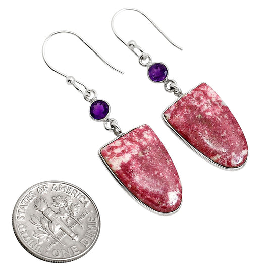 Pink Thulite and Amethyst Earrings E-1002 SDE91664