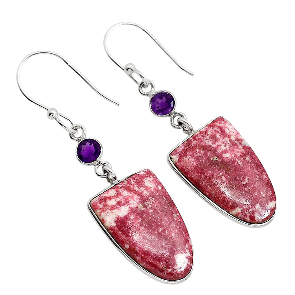 Pink Thulite and Amethyst Earrings E-1002 SDE91664