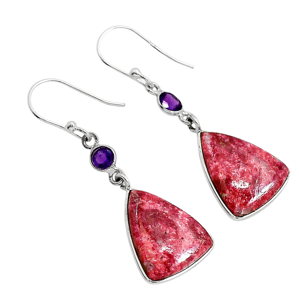 Pink Thulite and Amethyst Earrings E-1002 SDE91665