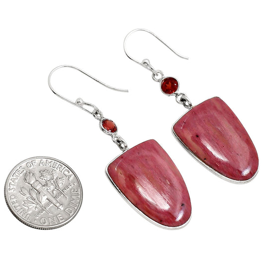 Pink Tulip Quartz and Garnet Earrings E-1002 SDE91667