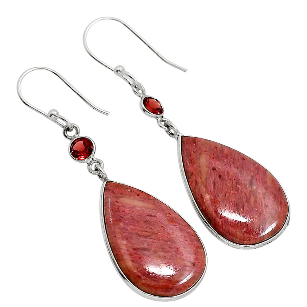 Pink Tulip Quartz and Garnet Earrings E-1002 SDE91668
