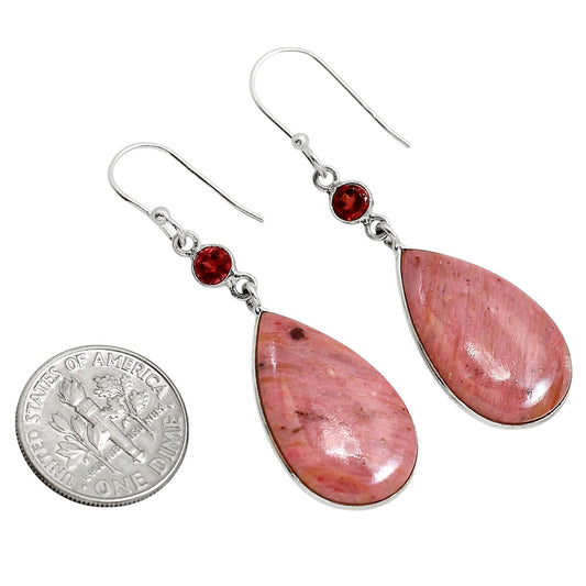 Pink Tulip Quartz and Garnet Earrings E-1002 SDE91672