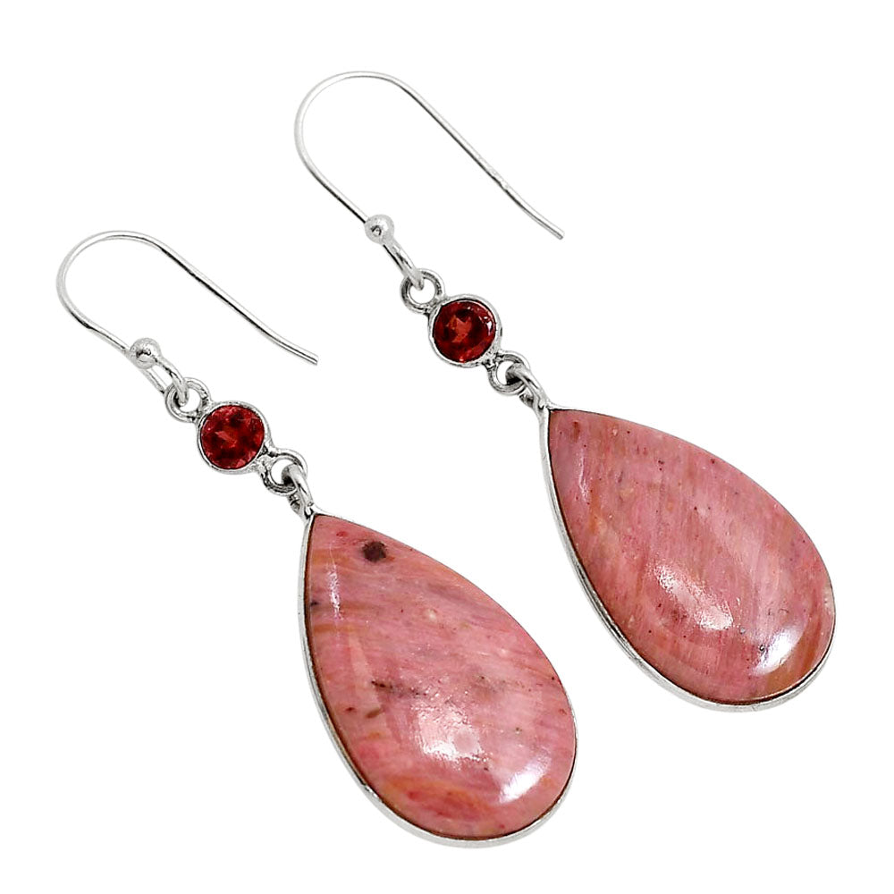 Pink Tulip Quartz and Garnet Earrings E-1002 SDE91672