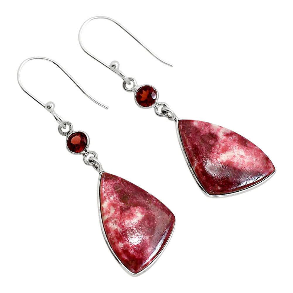 Pink Thulite and Garnet Earrings E-1002 SDE91675