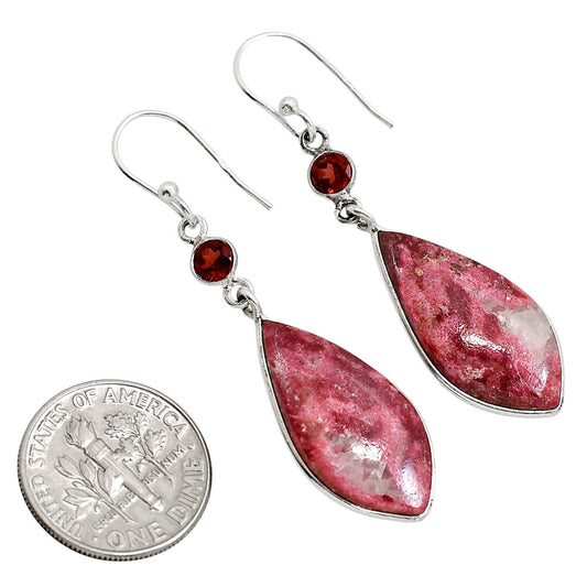 Pink Thulite and Garnet Earrings E-1002 SDE91677