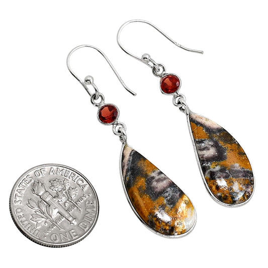 Indian Blanket Jasper and Garnet Earrings E-1002 SDE91687