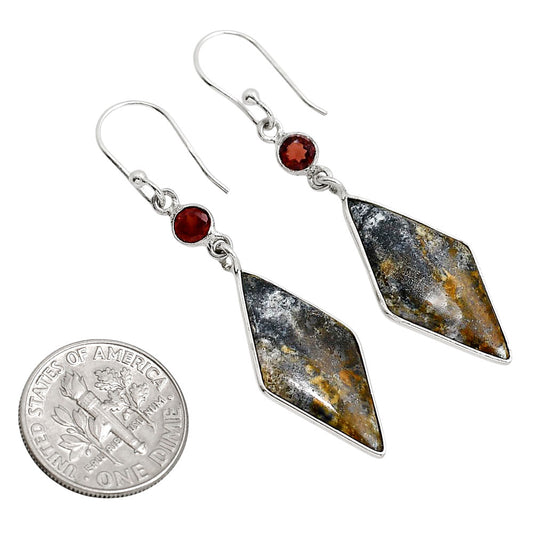 Indian Blanket Jasper and Garnet Earrings E-1002 SDE91702