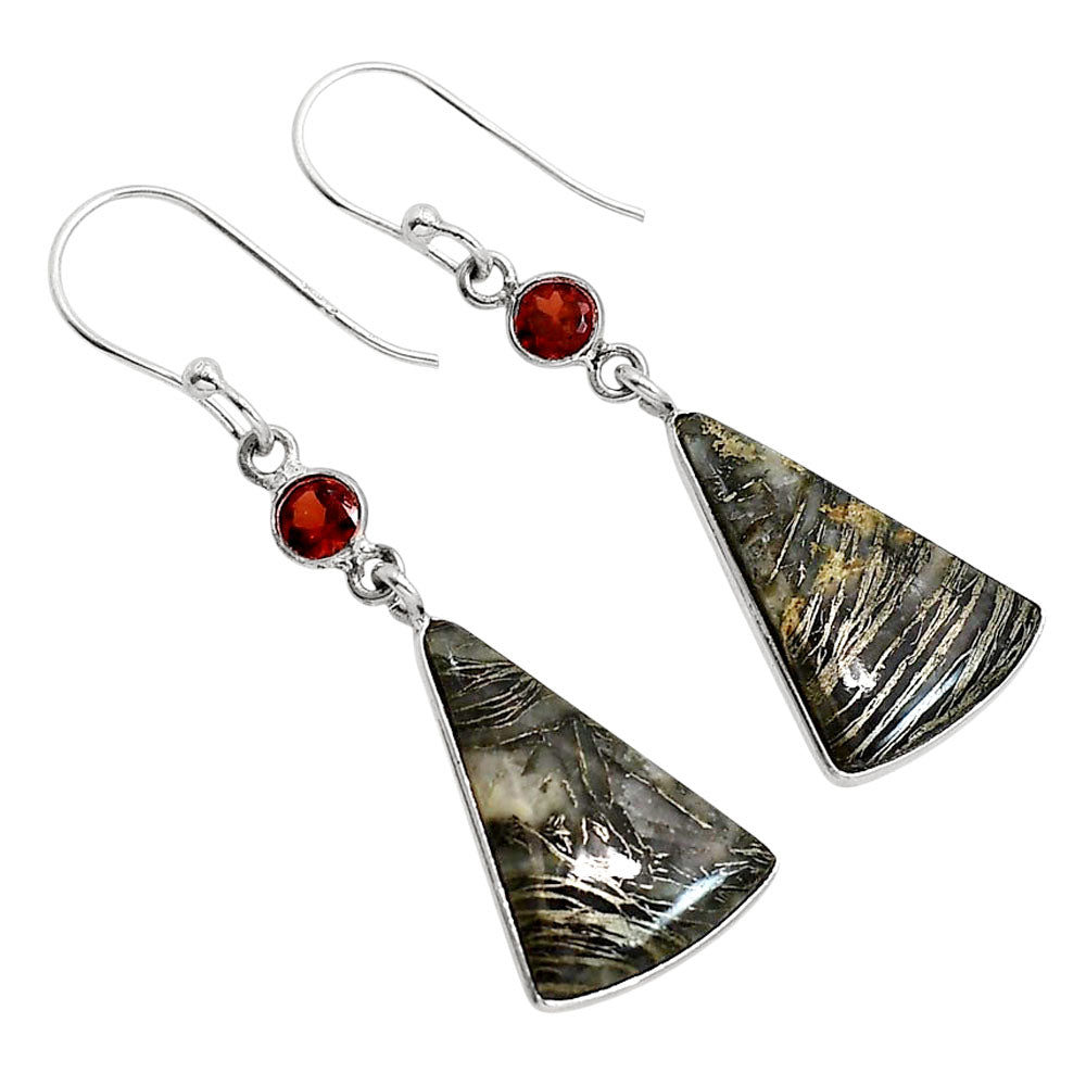 Feder Pyrite and Garnet Earrings E-1002 SDE91710