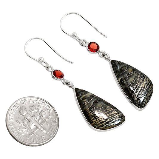 Feder Pyrite and Garnet Earrings E-1002 SDE91711