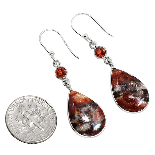 Indian Blanket Jasper and Garnet Earrings E-1002 SDE91713
