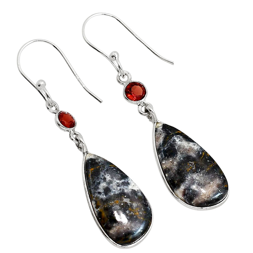 Indian Blanket Jasper and Garnet Earrings E-1002 SDE91714