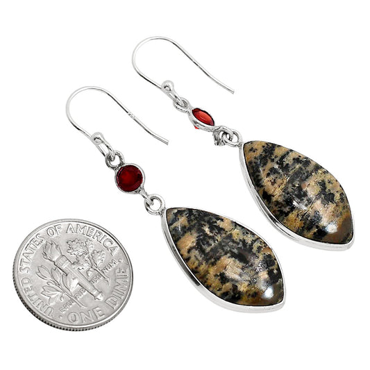 Russian Honey Dendrite Opal and Garnet Earrings E-1002 SDE91716