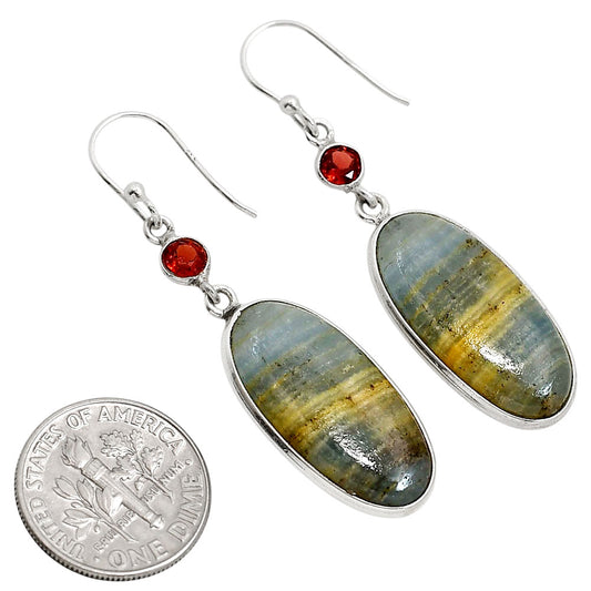 Blue Aragonite and Garnet Earrings E-1002 SDE91718