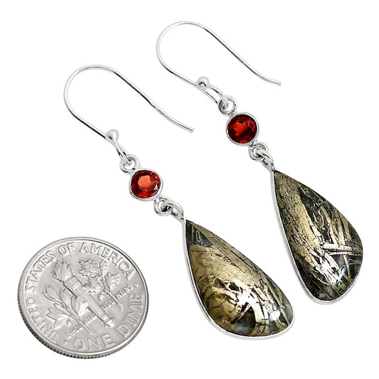 Feder Pyrite and Garnet Earrings E-1002 SDE91724