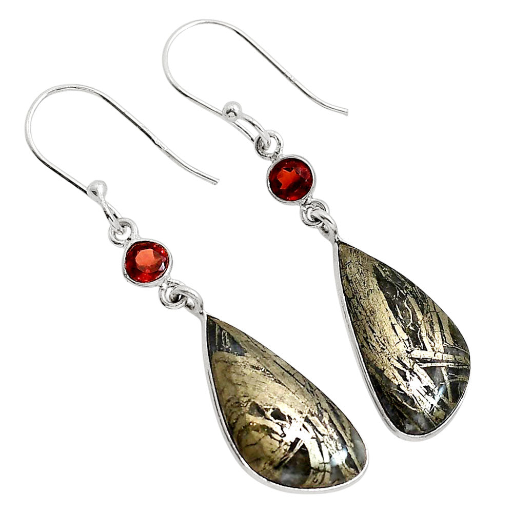 Feder Pyrite and Garnet Earrings E-1002 SDE91724
