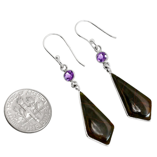 Turkish Rainforest Chrysocolla and Amethyst Earrings E-1002 SDE91727