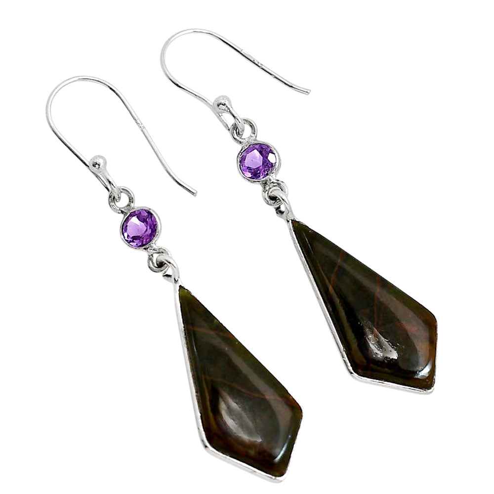 Turkish Rainforest Chrysocolla and Amethyst Earrings E-1002 SDE91727