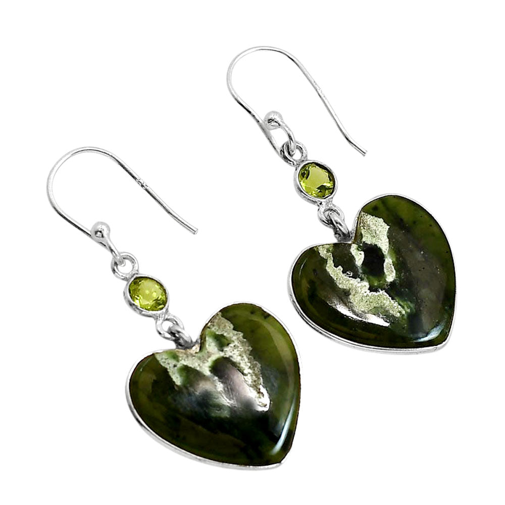 Heart Chrome Chalcedony and Peridot Earrings E-1002 SDE91733