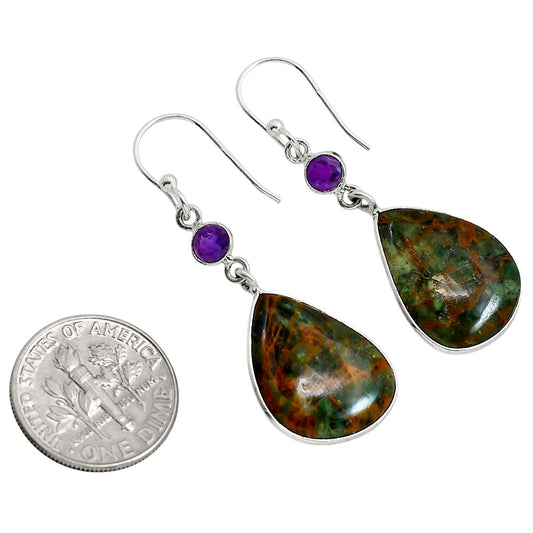 Turkish Rainforest Chrysocolla and Amethyst Earrings E-1002 SDE91739
