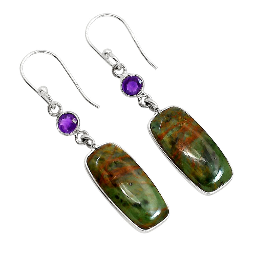 Turkish Rainforest Chrysocolla and Amethyst Earrings E-1002 SDE91741